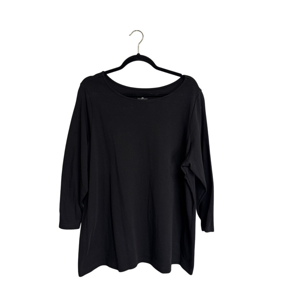 Lemon Way Black 3/4 Sleeve Shirt‎ Woman Size 2X